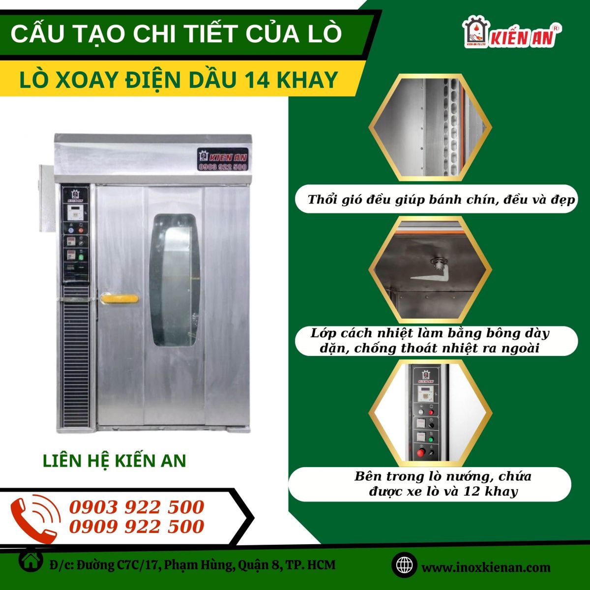 lò xoay điện dầu 14 mâm